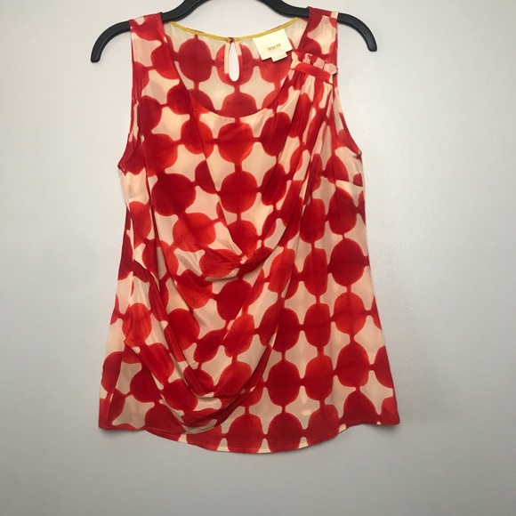 Anthropologie Tops - Maeve | 100% silk orange/cream sleeveless top Sz.4
